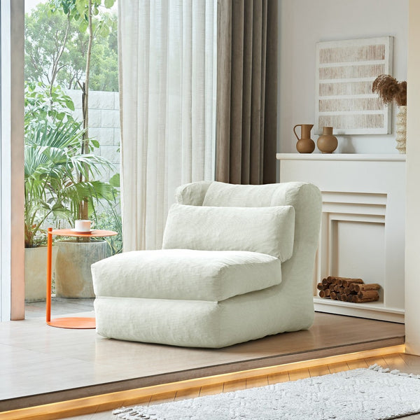 English Elm Cloud Corduroy Sleeper Chair Foldable High Density Foam Seat for Small Space Living Beige W1765P448558