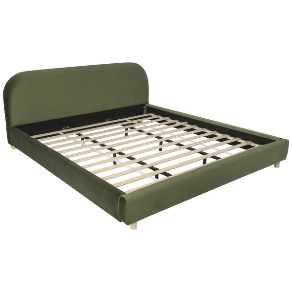 English Elm Christopher Knight Home® - King Velvet Platform Bed with Wingback Tufted Headboard and Built-In Nightstands for Luxury Olive Green N757P210314V