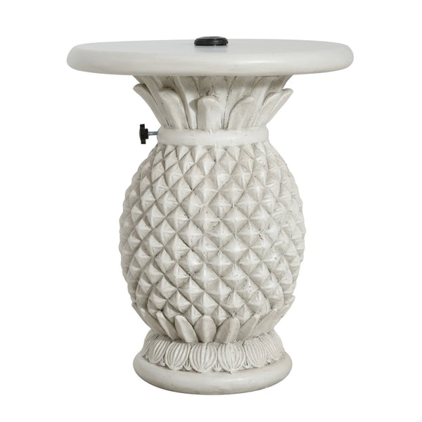 English Elm Adela Outdoor Mgo Umbrella Base Side Table with Marble Finish Weatherproof Patio N775P385406W