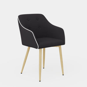 English Elm Dining Chairs Set of 2 Mid-Century Modern Upholstered Linen Side Chairs with Thick Foam Cushions, Wooden Legs and Armrests for Dining Room Comfort Black T3950P405211