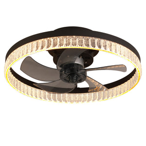 English Elm 20" Brown Ceiling Fan LED Light with Crystal Ring, Silent 21dB, 6 Speeds, Remote Dimmable 3000-6000K W2312P374768