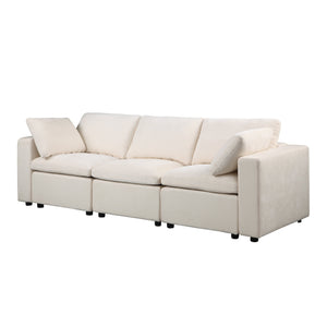 English Elm Modular Sectional Sofa Set - Versatile 3-Piece Chenille Beige Design For Ultimate Comfort & Style W1123S00038