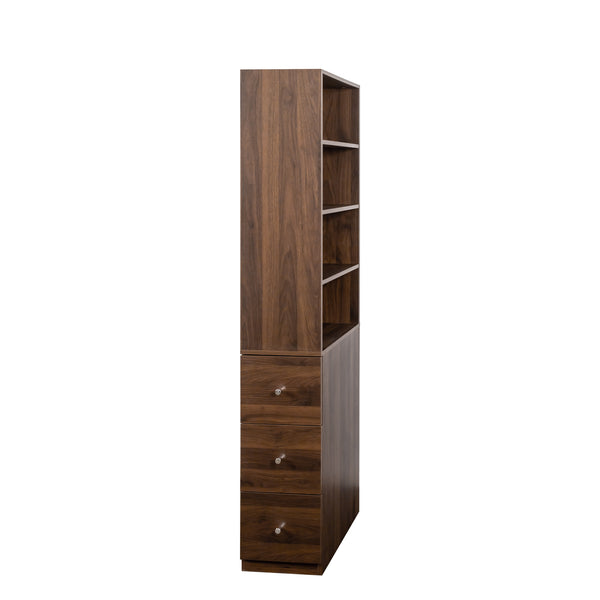 English Elm 70.87" Tall Storage Cabinet with 3 Side Drawers and 4 Display Shelves - Modern Wooden Organizer for Living Room W331P281206 W331P281206