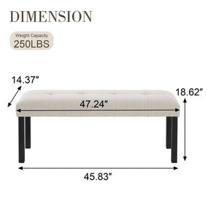 English Elm Modern Tufted Linen Dining Bench with Button-Tufted Seat and Rubber Wood Legs for Entryway Seating Beige N752P317335A