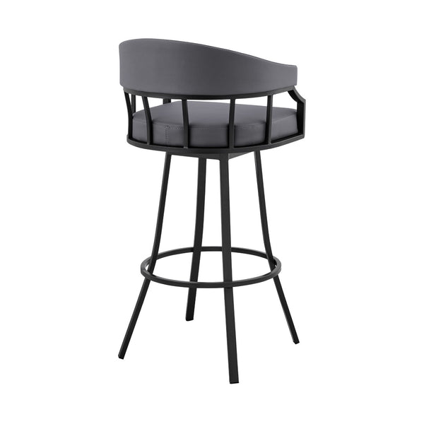 English Elm Velisse 26" Swivel Bar Stool With Slate Gray Faux Leather & Durable Black Metal Frame For Modern Style B2736P268594-GIGA