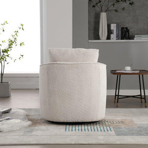 English Elm 30.3"w Boucle Barrel Swivel Chair 360 Rotation Lounge Seating for Living Room Ivory W3188P400931