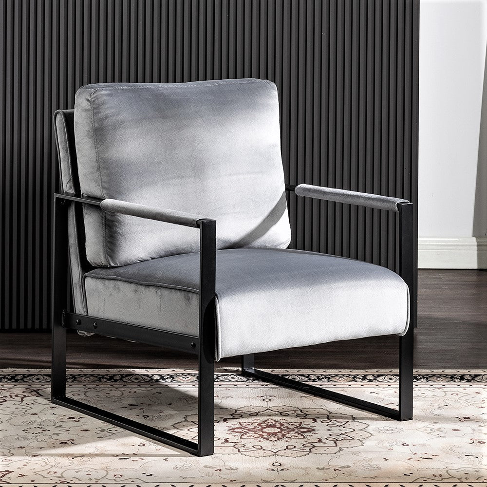 English Elm Classic Mid Century Modern Velvet Accent Chair - Durable Metal Frame For Stylish Comfort In Any Space B2735P256737