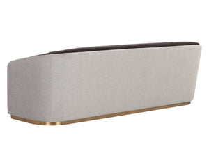 Sunpan Sheva Sofa - Elegant Comfort with Silverstone Fabric & Gold Powder-Coated Base for Any Space