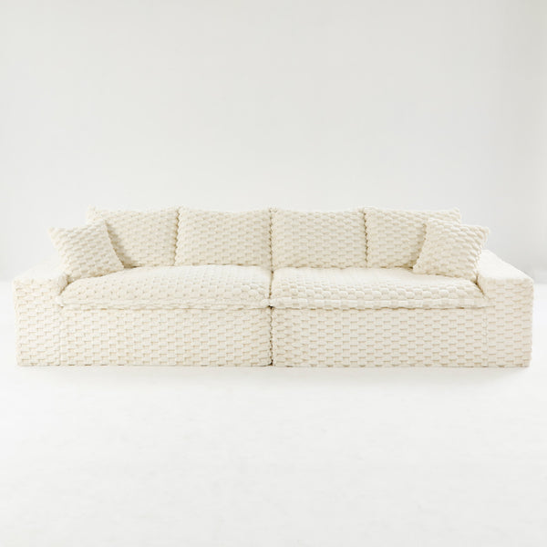 English Elm Luxury Turtle Velvet Multifunctional Sofa - Modular 4-Seater White/Green/Black/Pink, 400lb Capacity, Cozy Stylish Living Room Statement Piece W3371S00039