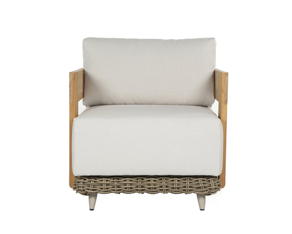Sunpan Potenza Outdoor Armchair - Elegant Palazzo Cream, Teak Wood, Eco-Friendly Design for Ultimate Comfort