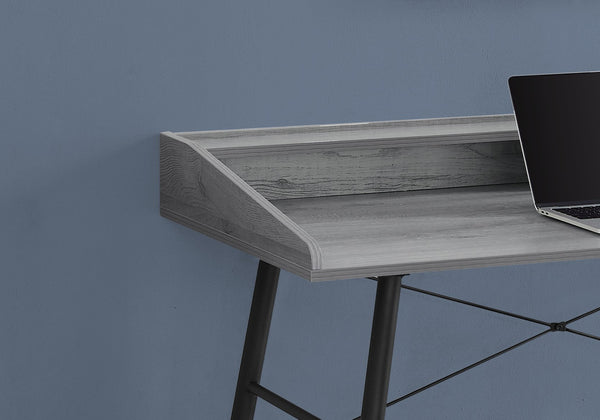 English Elm Computer Desk For Home Office - Modern Grey Laminate With Black Metal Frame & Smart Storage Solutions B2710P219827