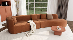 English Elm U_Style Curved Modular 132" Chenille Sectional Sofa with Plush Spring Cushions for Cozy Living Orange WY000456AAO