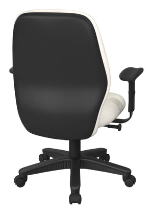OSP Home Furnishings Mid Back Executive Office Chair Synchro Tilt Lumbar Support Ergonomic Padded Arms Snow 3121-R101