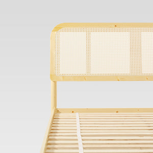 Queen Platform Bed with Rattan Headboard Insert Natural NRUB5CNA Walker Edison