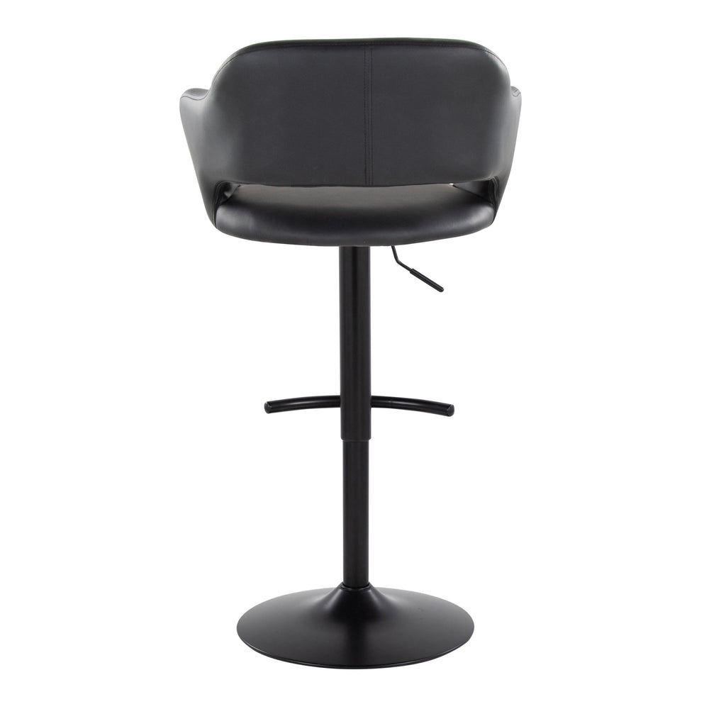 English Elm Margarite Adjustable Barstool Set of 2 - Black Faux Leather Swivel, Ergonomic Back, T-Footrest, 250lb B202S00963
