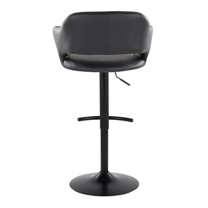 English Elm Margarite Adjustable Barstool Set of 2 - Black Faux Leather Swivel, Ergonomic Back, T-Footrest, 250lb B202S00963