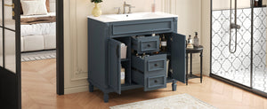 English Elm 36'' Modern Bathroom Vanity With Black Ceramic Sink, Soft-Closing Doors & Drawers, Stylish Storage N710P230231C