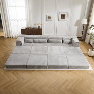 English Elm Compression Modular Floor Sofa Bed - Cozy, No Assembly Needed, Pet-Friendly, Light Grey - Versatile Comfort! W3723S00040