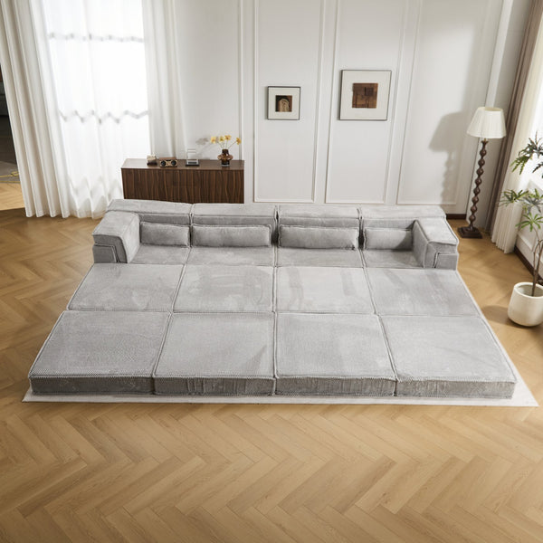 English Elm Compression Modular Floor Sofa Bed - Cozy, No Assembly Needed, Pet-Friendly, Light Grey - Versatile Comfort! W3723S00040