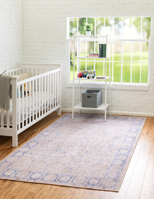 Unique Loom Timeless Bartholomew Machine Made Overdyed Rug Beige, Violet/Red 5' 1" x 8' 0"
