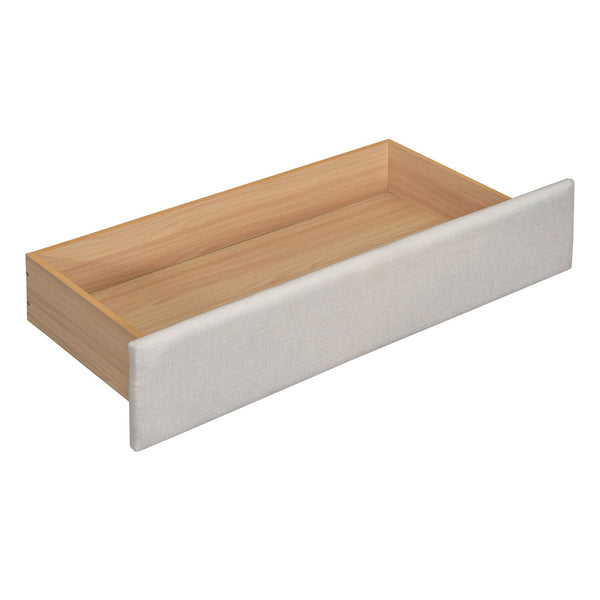 English Elm Queen Linen Upholstered Platform Bed with Storage Drawers, Trundle, Flip-Up Headboard & Lights Beige SF000187AAA