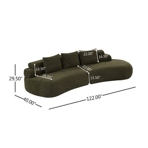 English Elm 122" Curved Modular Sectional Sofa Cloud Fill Polyester Upholstered Living Room Seating Olive Green N771P396326L_N771P396327L