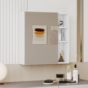English Elm A white MDF mirror cabinet wall-mounted with storage compartments, space-saving, easy assembly, clear glass reflection69 W1512P405944