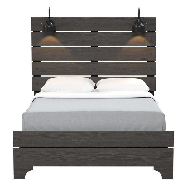 English Elm Wallace & Bay - Brown Full Bed With Integrated Lighting – Modern Farmhouse Design In Stone Brown Finish For Your Bedroom B361S00009-GIGA