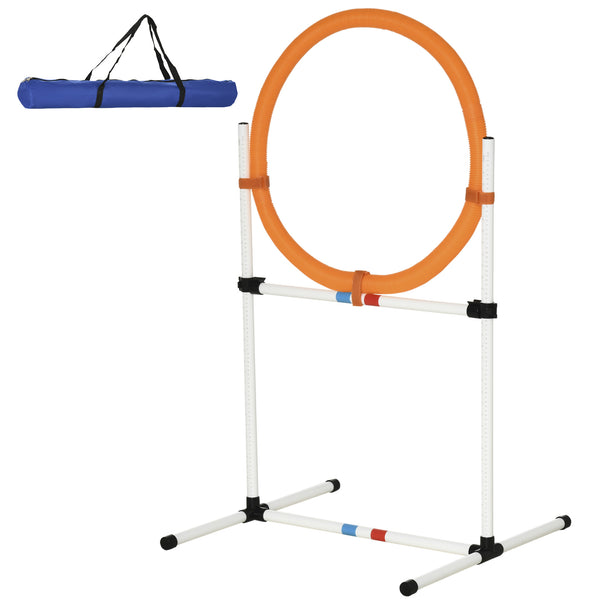 English Elm PawHut 2-in-1 Dog Agility Jumper Tire or Hurdle Bar with Carry Bag, Durable Plastic, Portable Training W2225P249934