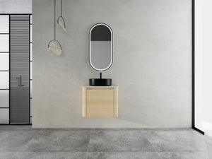 English Elm 24'' Wall-Mounted Bathroom Vanity With Stylish Ceramic Sink, Soft-Close Door & Durable Plywood Design W999S00458