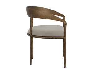 Sunpan Zanatta Dining Armchair – Handcrafted Antique Brass Frame with Unique Hammered Metal Detailing Zenith Taupe Grey