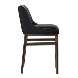 Sunpan Halden Urban Bar Stool with Bold Channel Tufting and Rustic Bronze Steel Frame for Stylish Spaces Vintage Black