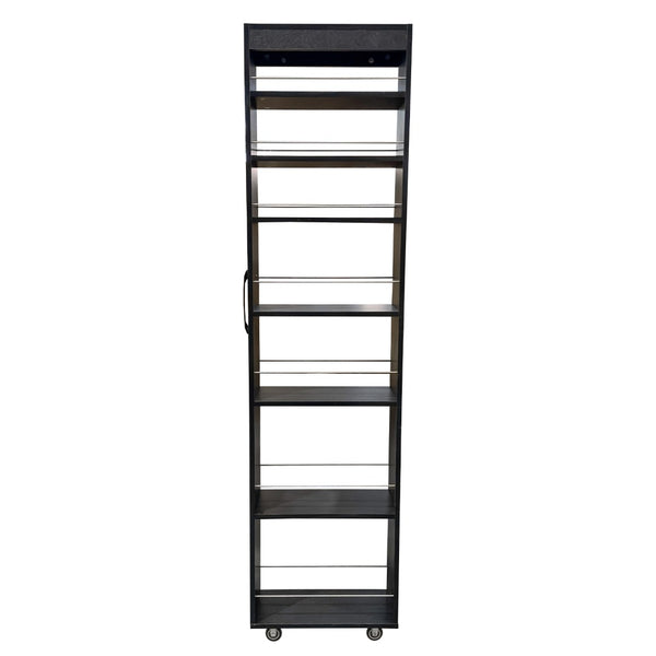 English Elm 7 Tier Rolling Narrow Pull Out Organizer Slim Particleboard Cart for Kitchen and Pantry W331P412325