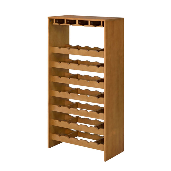 English Elm Wooden Oak Seven Tier Wine Rack with Stemware Storage for Dining Room Entertaining B016P317472