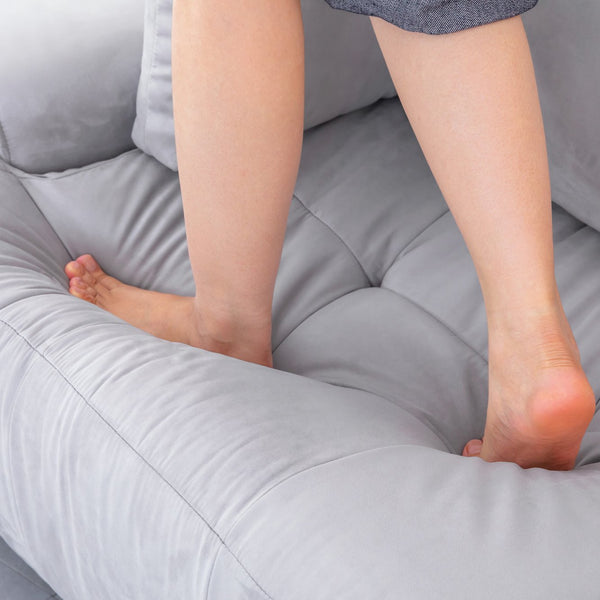 English Elm 86.6″ Modern Large Two-Seat Sofa with High Seat Height, Plush Suede Upholstery, Sleek Lofty Design Light Gray W1767S00003