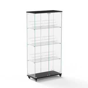 English Elm 4 Tier Glass Display Cabinet - Secure Double Door Showcase With 6 Acrylic Shelves For Modern Spaces W1668P241906