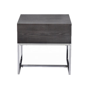 English Elm Rectangular Modern Coffee Table with Sleek Metal Sled Base, Wood Top for Chic Living Room Style Chrome,Gray B016P314031