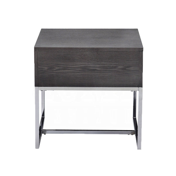 English Elm Rectangular Modern Coffee Table with Sleek Metal Sled Base, Wood Top for Chic Living Room Style Chrome,Gray B016P314031