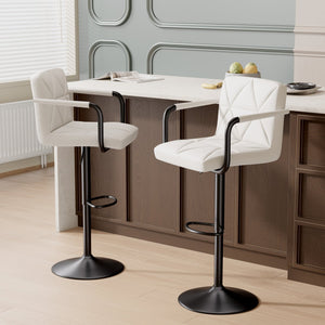 English Elm Modern Bar Stools Set Of 2 – Stylish Faux Leather Adjustable Swivel Chairs For Kitchen & Dining Room T3950P396241