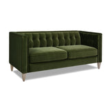 English Elm James 74" Modern Tuxedo Sofa, Olive Green Performance Velvet