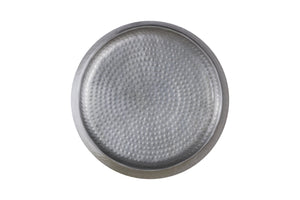 English Elm CT501 Hand-Hammered Round Aluminum Coffee and End Table Set — Drum Design, Textured Accent, No Assembly Required Silver B009S01533