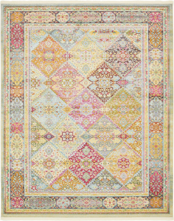 Unique Loom Baracoa Marta Machine Made Border Rug Multi, Burgundy/Gold/Orange/Red/Pink/Blue/Light Blue 8' 4" x 10' 0"