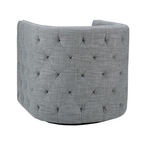 English Elm Capstone Tufted Swivel Chair with Nailhead Trim, Linen-Blend Upholstery, High-Density Foam Comfort B03548628