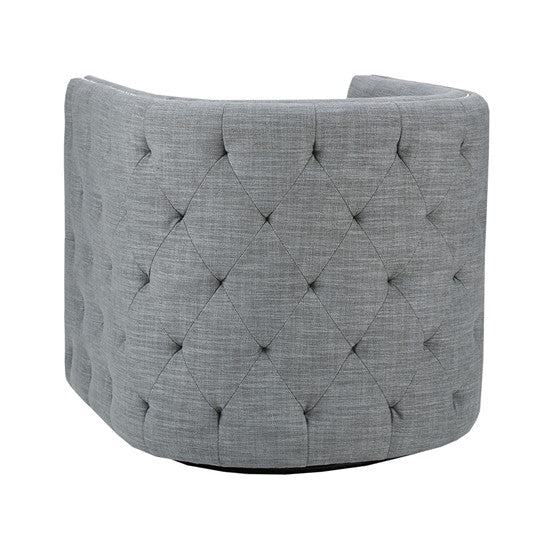 English Elm Capstone Tufted Swivel Chair with Nailhead Trim, Linen-Blend Upholstery, High-Density Foam Comfort B03548628