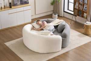English Elm LY-042 Zen-Inspired S-Curved Dual-Depth Loveseat with Chenille Upholstery, Ready-to-Use Comfort Light Gray W2231P329726