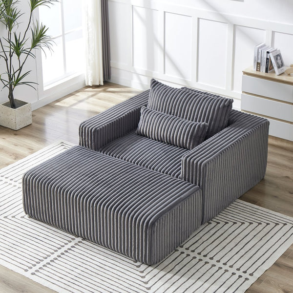 English Elm 75-Inch Corduroy Sponge Lounge Chair - Modern Sleeper Recliner With Footrest, No Assembly Needed! W834P206097
