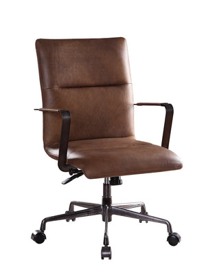 English Elm Indra Vintage Chocolate Top Grain Leather Executive Office Chair with 360° Swivel, Pneumatic Lift, Tufted High Backrest B2726P333498