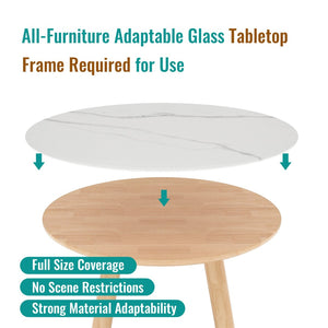 English Elm 36"inch Round Tempered Glass Tabletop Marble Print Indoor Outdoor Dining Patio White W241P361464