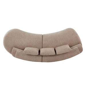 English Elm 122" Curved Modular Sectional Sofa Cloud Fill Polyester Upholstered Living Room Seating Almond N771P396326V_N771P396327V