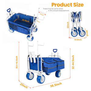 English Elm Beach Wagon Heavy Duty Folding Cart with 500lb Capacity and All Terrain Pvc Wheels W2932P412006